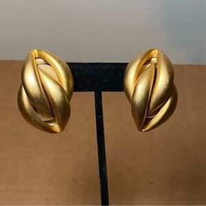 Gold tone Braided Sculptural Earrings